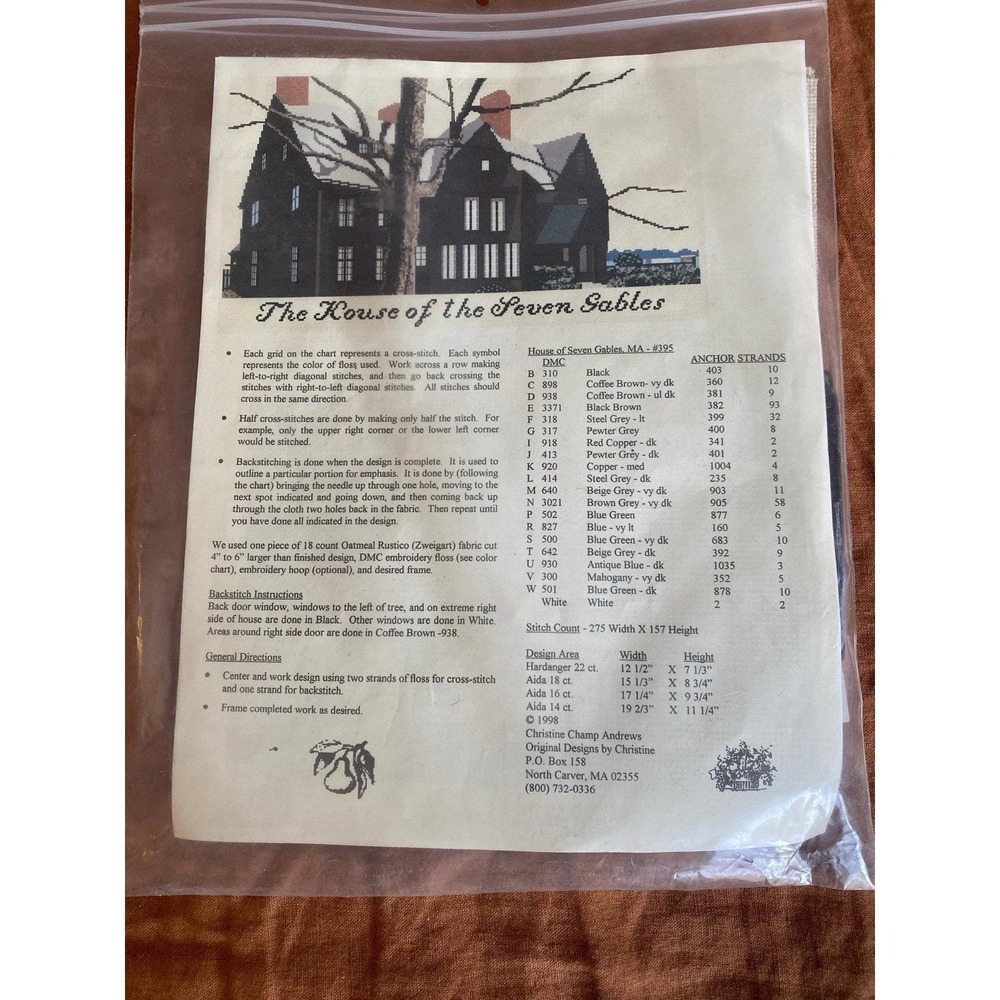 DIY Sewing Kit NOS The House Of The Seven Gables Pattern Instructions Thread